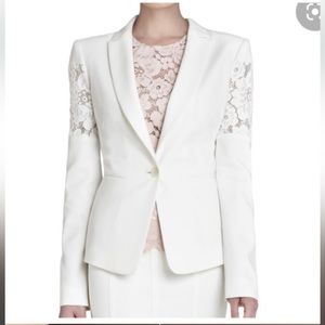 Like New BCBG Noah Floral-lace Blazer Jacket - Size Small creamy beige